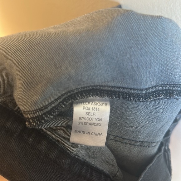 AnnieWear Cargo Denim Mini Skirt Washed Black Stretch High Rise Womens Size L - Picture 10 of 13